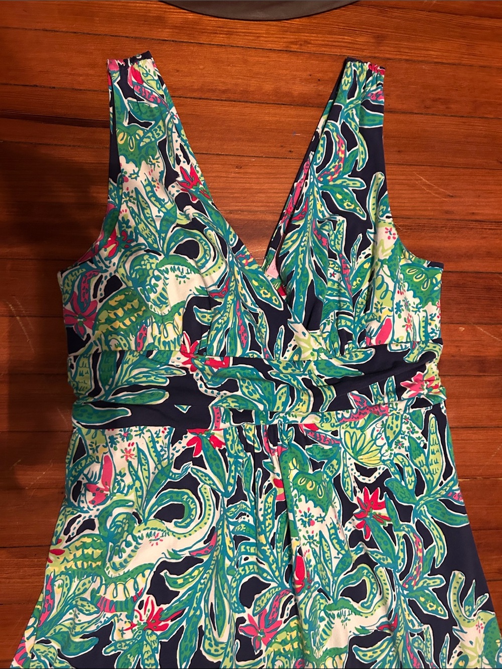 Lilly Pulitzer Maxi Dress Size XL in Navy, Green & Pink - Picture 5 of 6